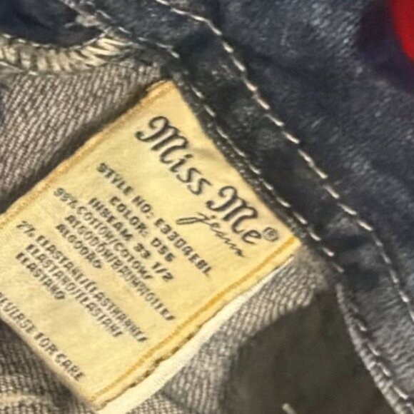 Miss Me Jeans Women's Size 28 Mid-Rise Easy Boot Cut Silver Fleur-de-Lis Bling - Picture 3 of 4